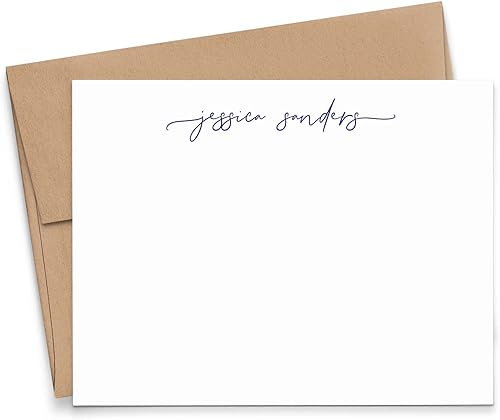 Miniatura 1 de Papelería personalizada para mujer, tarjetas de notas planas modernas con sobres, juego de papelería personalizado para mujeres, tu elección de