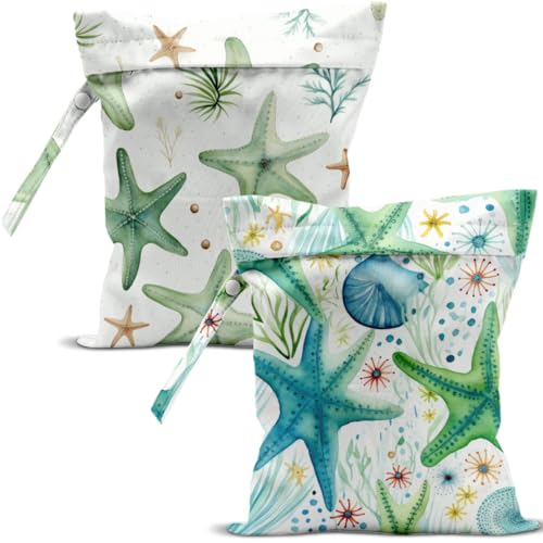Bolsa seca impermeable VYXVYX color Sage con cierre de cremallera y diseño de estrella de mar, tamaño 10.24×12.6 pulgadas miniatura 1