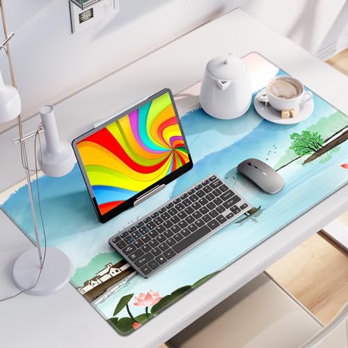 Tapis de bureau multifonction avec bords cousus pour un espace de travail informatique rangé - 3