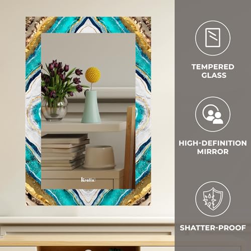 Image of KERLIX Rectangular CNC Polished Finish Wall Mirror 12x18 Inch | Frameless Modern Decorative Mirror for Bathroom, Bedroom, Living Room & Entryway