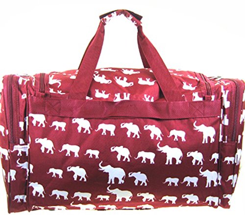 19 Inch Elephant Print Duffel Bag Alabama Roll Tide Bama Burgundy Red Duffle2