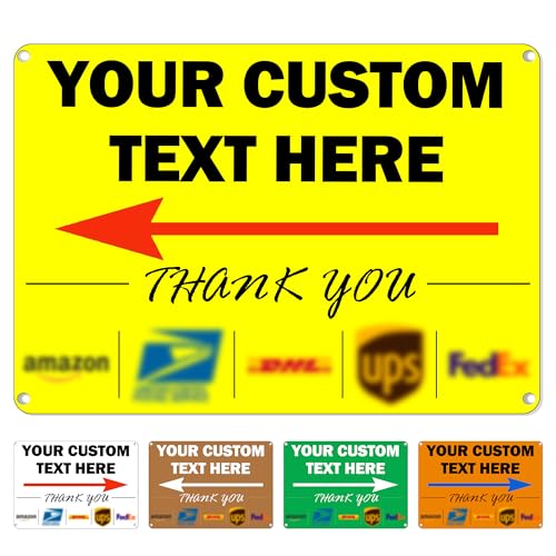 KK JONEIN Custom Metal Delivery Sign for Packages, Waterproof Personalized Leave Packages Sign for Home, Leave Your Delivery Instruction on Signage (Normal style, 12"x8")