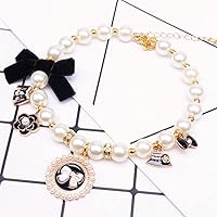 Vista 7 de Collares de perlas para perros, collar de perlas para mascotas, collar de lazo de princesa para perro, collar lindo para cachorros, joyería de gato