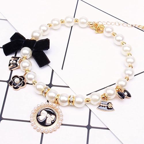 Miniatura 7 de Collares para mascotas, collares de perlas de cristal para perros pequeños y gatos, collares de perlas de cristal con diamantes de imitación