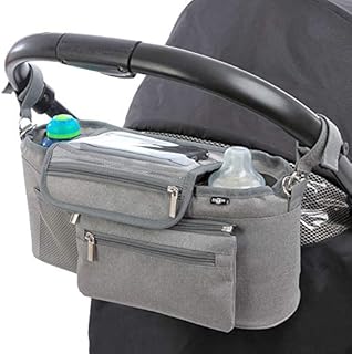 BTR Buggy Organiser Pram Organiser Bag with Detachable Purse & Mobile Phone Holder. Plus Additional Pram Clips