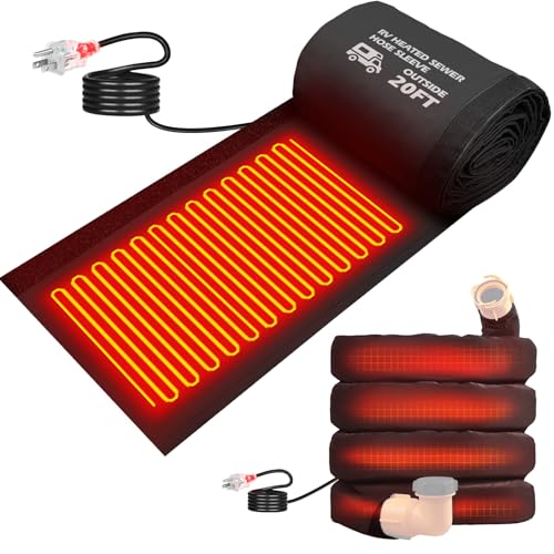 Heated Rv Sewer Hose,20FT 15FT Electrical Heated Sleeve of Rv Sewer Hose Kit,Camper Sewer Hose or Rv Skirting for Winter/Avoid Freezing -20° Rv Accessories(20FT)