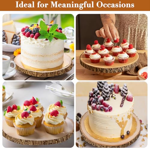 Rustic Wood Cake Stand - 11-13 Inch Wooden Slice with Legs for Elegant Wedding, Birthday, & Woodland-Themed Parties(1Pcs) - Image 7