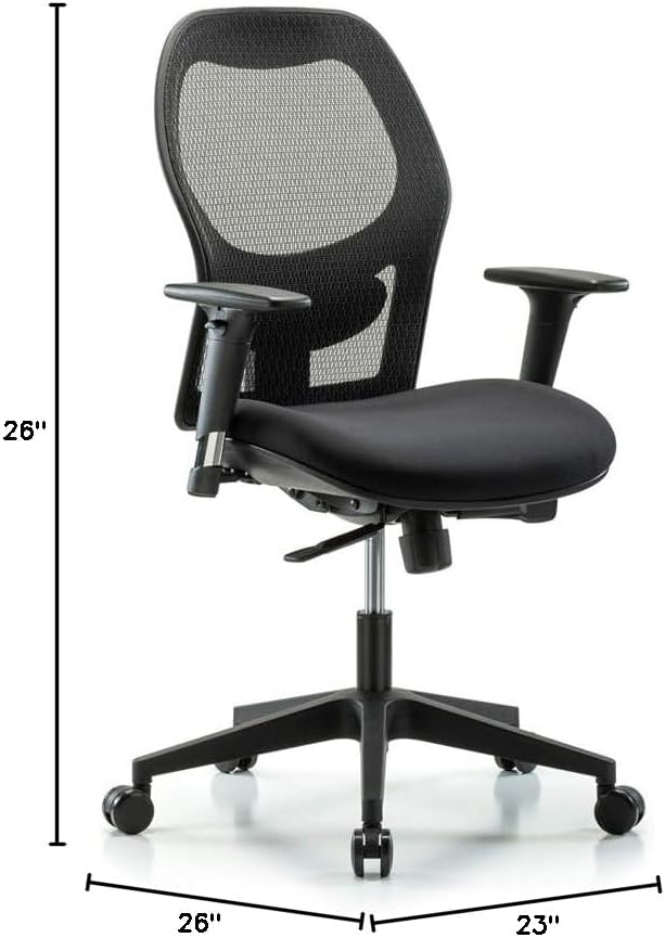 Miniatura 2 de Perch - Silla de oficina de malla, ergonómica, color negro, reposabrazos, sin reposacabezas, giratoria de 360 y altura ajustable, adecuada para