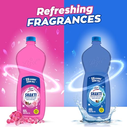 Image of Lizol Shakti 900ml - Aqua Fresh Floor Cleaner| 2X Better Cleaning vs Phenyl |Kills 99.9% Germs| Removes Tough Stains | Suitable for All Floor Cleaner Mops