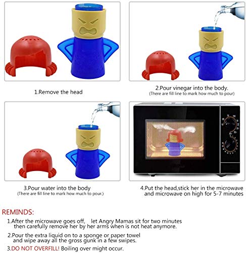 Abnaok Microwave Steam Cleaner, Angry Mama Microwave Oven Steam Cleaners Easily Clean in Minutes Cleans Add Vinegar and Water for Home or Office with English Manual