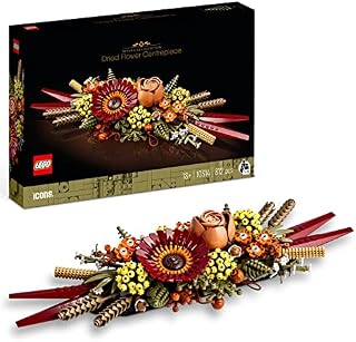 LEGO Icons Dried Flower Centrepiece, Botanical Collection Crafts Set for Adults, Artificial Flowers with Rose and Gerbera, Table or Wall Decoration, Unique Home Décor, 10314