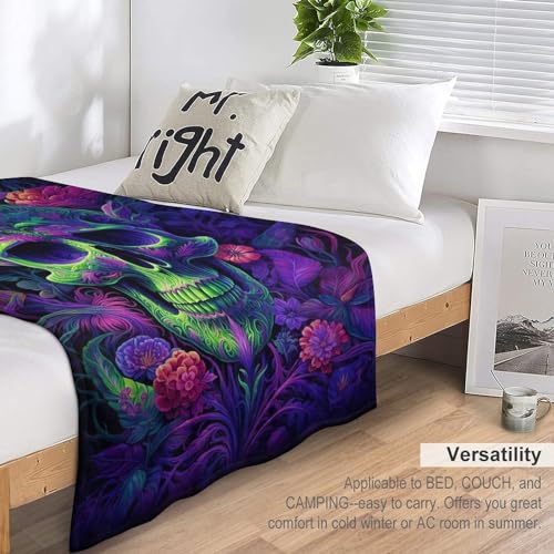 Cadeau couverture crâne impression 3D plaid doux pour lit et salon - 7