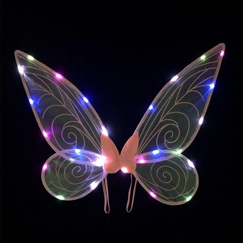 Halloween Fairy Costume Wings with Lights,Butterfly Costume for Women,Princess Wing for Halloween Party,for Kids Girls