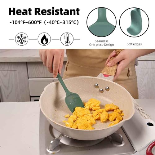 Silicone Spatula Set of 5-600°F Heat Resistant Kitchen Scraper Spatulas, Strong Steel Core and One-Pieces Seamless Design, Great for Cooking Mixing & Baking - BPA Free & Dishwasher Safe (green) - image 3