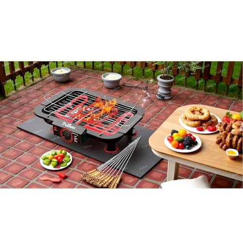 Image of American Quality Electric Barbeque Grill 2000W Electric BBQ Grill Set Indoor Outdoor Veg & Nonveg Griller Barbeque Gril Set for home BBQ Griller for Fish, Paneer Tikka, Tandoori Chikan Kabab Maker