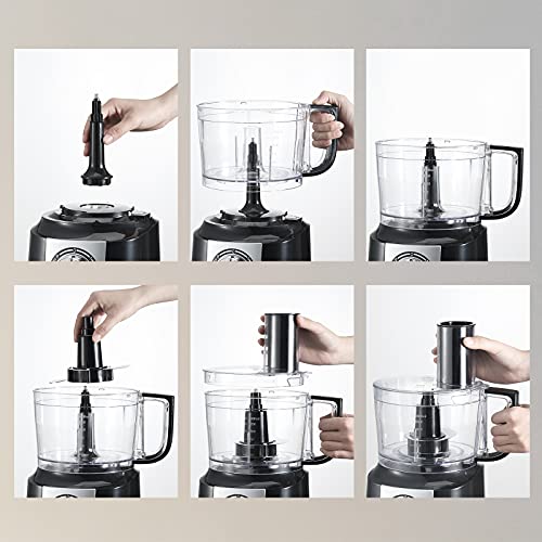 Food Processor, TopStrong 6-in-1 Food Processor and Blender with Chopping Slicing Shredding Kneading Stirring, 800W, 2 Speeds with Pulse, 2L Mixing Bowl, 3-in-1 Cutting Disc - Image 5