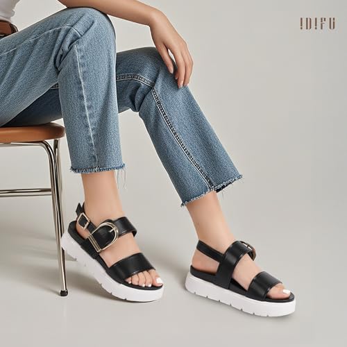 IDIFU Women's Platform Sandals with Adjustable Metal Buckle Anti-Slip Summer Sandals Shoes3