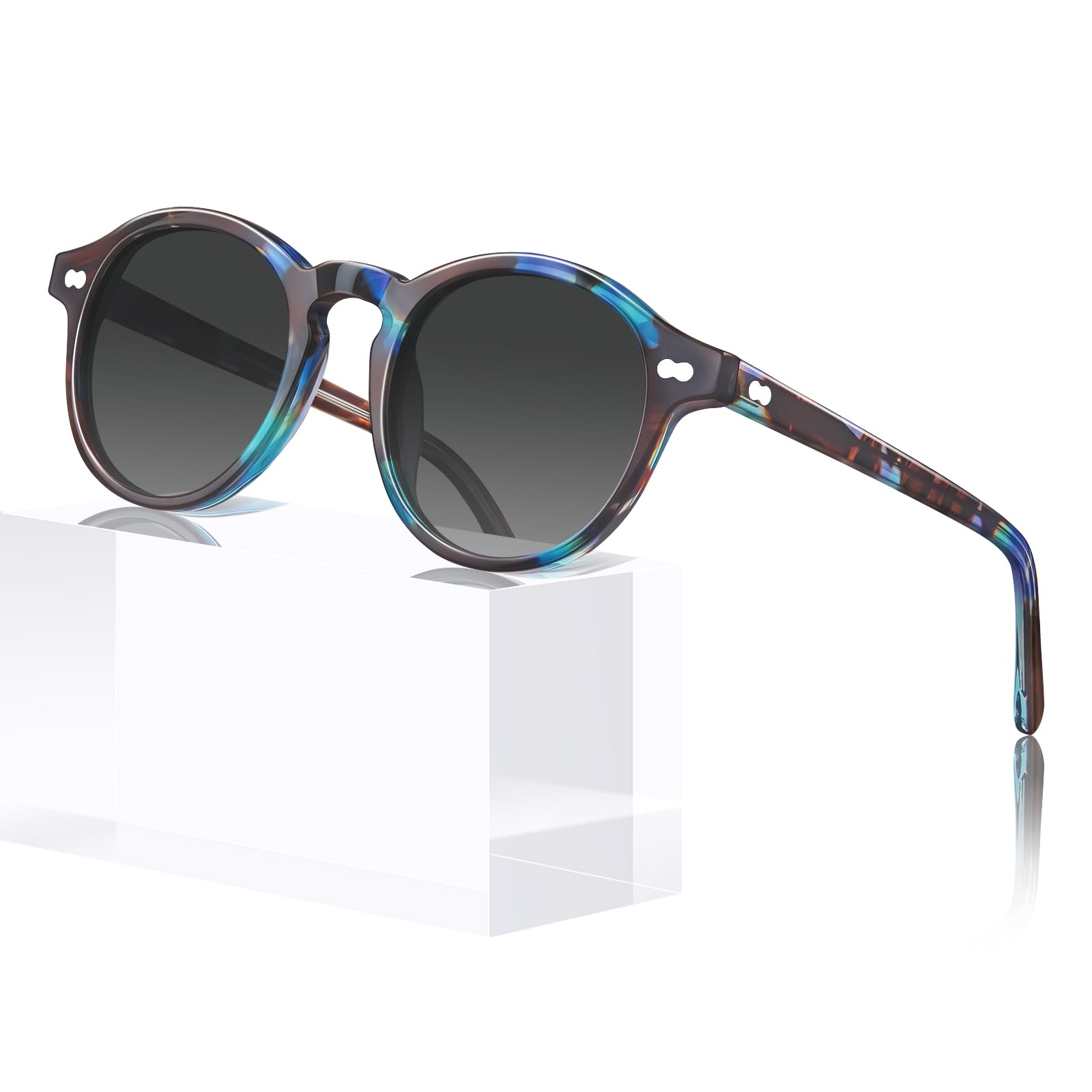 CARFIA Sonnenbrille Damen Polarisiert 100% UV400 Schutz Runde Rahmen Retro Schildpatt Anti Blendung Brille