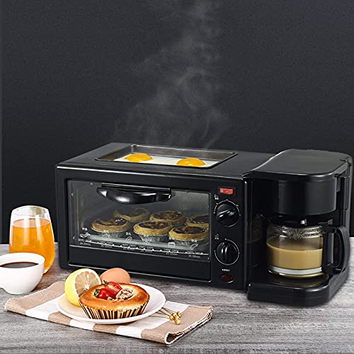 Retro 3-in-1 Family Size Electric Breakfast Counter, Coffee Maker, Frying Pan, Toaster Oven Multifunctional Breakfast Machine Coffee Maker Toaster Oven Frying Pan
