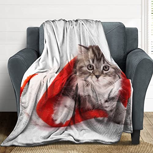 Couverture polaire chat de Noël, l'idée cadeau idéale pour lit et salon - 5
