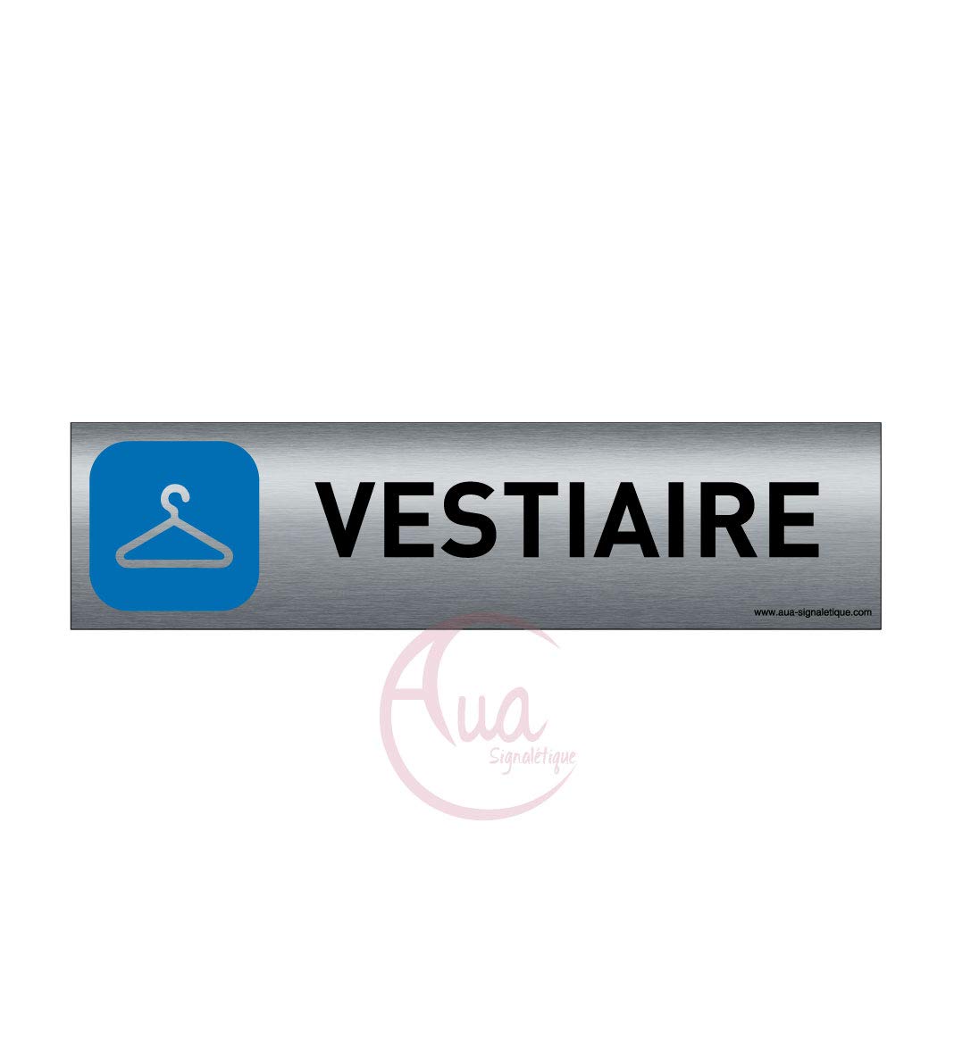 AUA SIGNALETIQUE, Plaque de porte Aluminium brossé imprimé AluSign, 200x50 mm, Double Face adhésif au dos