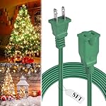 8FT Green Outdoor Extension Cord, Christmas Light Extension Cord Outside, Male to Female 2 Prong Power Cable Cords 250V 6A for Outdoor Indoor Christmas Tree Lighting Landscaping Holiday Party Decor