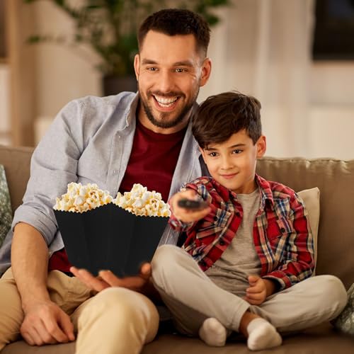 Image of 50 Pcs Black Popcorn Boxes Mini Paper Popcorn Box Cardboard Popcorn Container for Party Disposable Snack Candy Popcorn Bags Popcorn Holder for Movie Nights Birthday Wedding (Black)