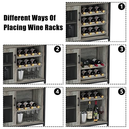 Amyove Wine Bar Rack Cabinet With Detachable Wine Rack, Bar Cabinet With Glass Holder, Small Sideboard And Buffet Cabinet With Mesh Door, Rustic Brown (Grey) #TOP4