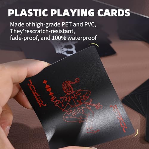 Pokerkarten Schwarz - 1 Deck Spielkarten,Coole Plastikspielkarten,wasserdichte Spielkarten,Kartenspiel,Ideal für Poker,Blackjack,Skat & Mehr,Pokerkarten für das Geschenkpartyspiel (Rot) – Bild 4