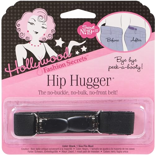 Hollywood Fashion Secrets Hip Hugger, Black, Elastic Belt Alternative, One Size