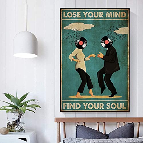 Lose Your Mind Find Your Soul Wall Art Canvas Prints Pulp Fiction Poster Dj Disk Head Lose Your Mind Find Your Soul Poster Sign On Canvas Vintage Inspirational Wall Art Paintings Motivational Artworks For Living Room 16" X 24" No Frame (Dj Disk Head, 16*24 Inch) #TOP12