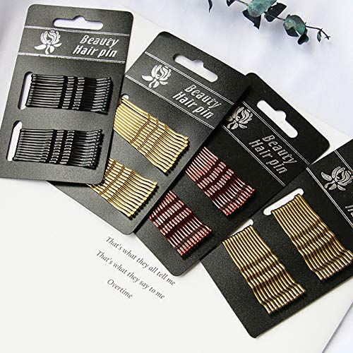 Bobby Pins High-Grade Hair Clips Metal Barrettes Multicolors Hairpin Set for Girls Women Lady, Black, Gold, Brown and Light Gray Gold (96 Count)