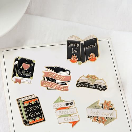 Image of Book Pins Cartoon Book Enamel Pins Books Lovers Gifts Decorative Lapel Pins for Backpacks Clothing Bags Jackets Learning Gifts for Teacher Student