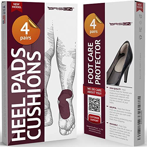 Heel Cushion Pads for Women and Men - Comfortable Suede Reusable Soft Shoe Inserts Self-Adhesive Foot Care Protector Grips Liners - Heel Pain Relief Bunion Callus Blisters - 4 Pairs - Thumbnail 5