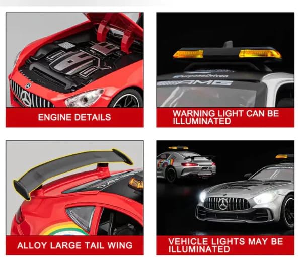 Image of Alokik Enterprise Compatible for 1:24 Marcedes Safety F1 Toy Car Model, Diecast Collectible Pull Back Model Car with Sound and Light, Toy Gift Vehicles for Adults Kids Boys Girls【Red】