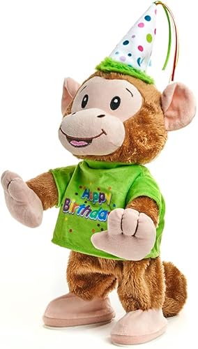 Miniatura 3 de Cuddle Barn - Cumpleaños Bash Brett  Peluche de mono animado baila a la celebración, 13 pulgadas
