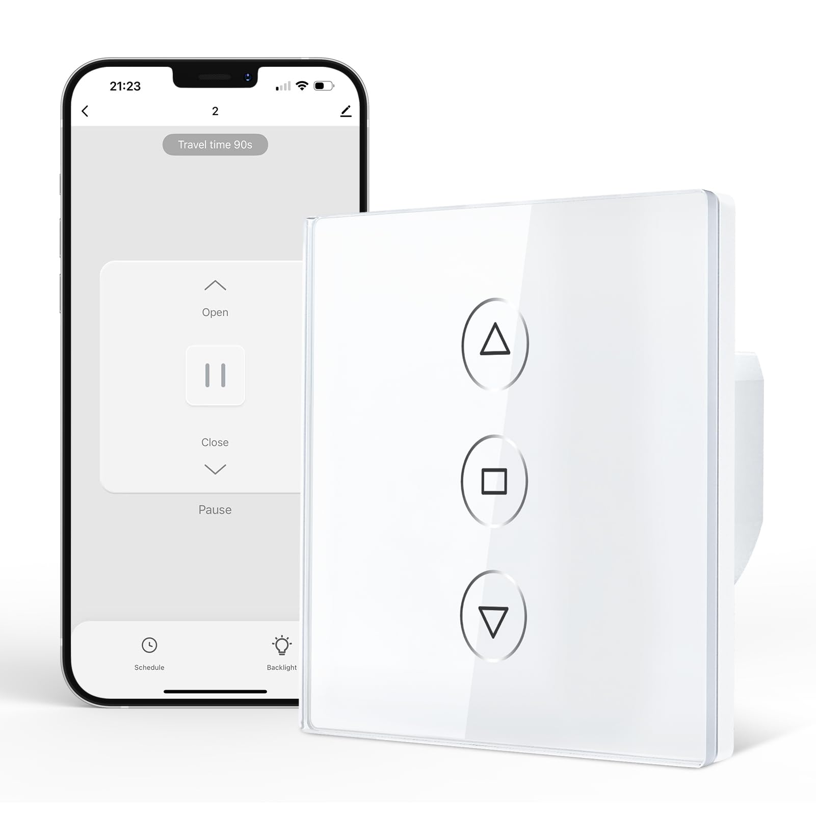 Wifi Shutter Switch 80 x 80 mm, Smart Blind Switch Control by Smart Life, Compatible with Alexa/Google Assistant, Neutral Cable Required