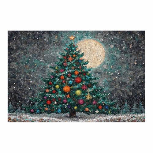Tableau sur toile paysage hivernal arbre coloré vert foncé sans cadre