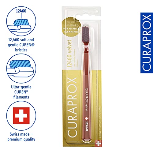 Curaprox CS 12460 Velvet Soft Zahnbürste – Pflege Für Empfindliches Zahnfleisch | Ultrasanfte Reinigung Mit 12.460 Filamenten | Einzelpackung, Kupferrot-burgund – Bild 3