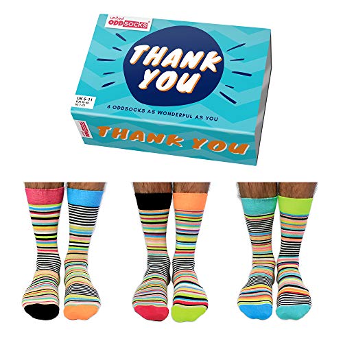 Thank You - Box of 6 Mens Oddsocks - United Oddsocks UK 6-11 EUR 39-46 US 7-12