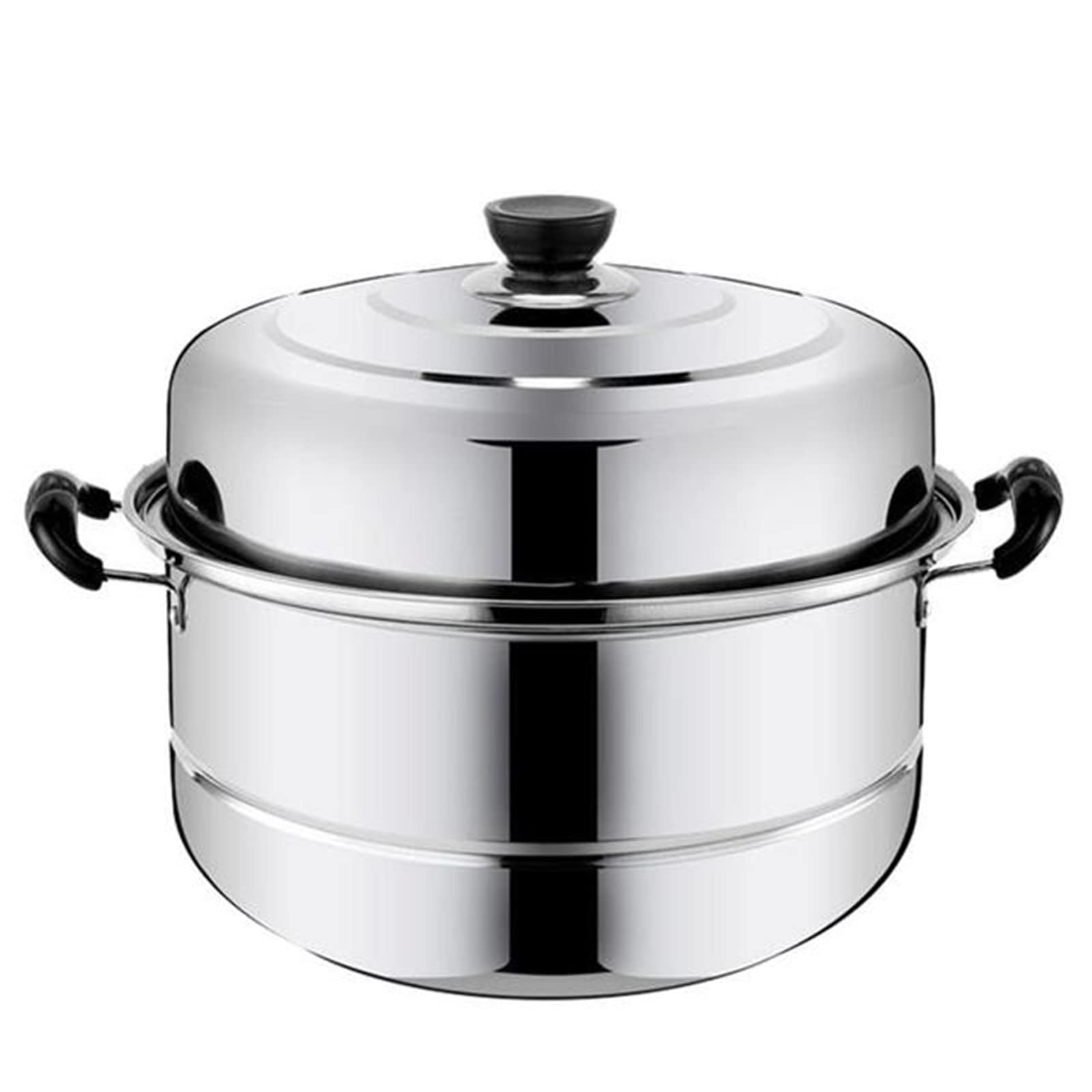 Pentola per cottura a vapore in Acciaio INOX, pentola per cottura a vapore a Doppio Strato, pentola per cottura a vapore (Argento 30x30x30cm)