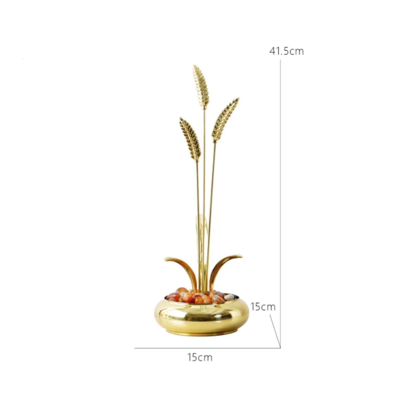 Adorno Varillas Doradas Tallos Dorados Elegante Figura corativa Latón Metálico Estatua Pensativo para Salón, 3-Tassel