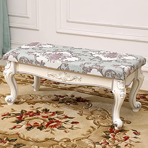 Banc de Bout de Lit Moderne et Robuste, Broderie Main et Pieds Sculptés - 2
