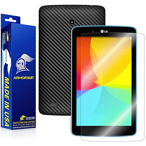 ArmorSuit MilitaryShield Black Carbon Fiber Skin Wrap Film + HD Clear Screen Protector for LG G Pad 7.0 - Anti-Bubble Film