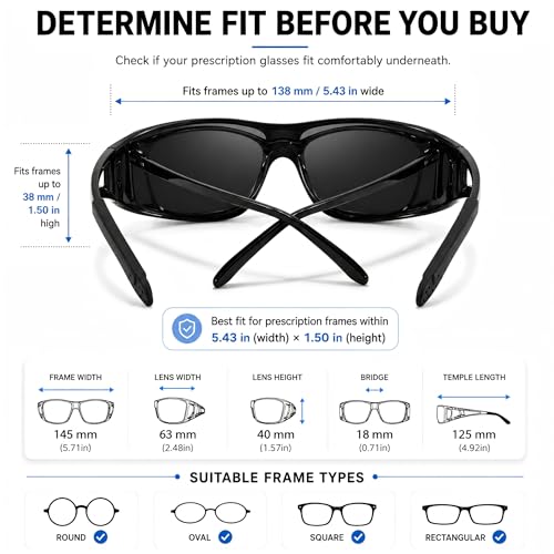 Image of VIEWBETTER Polarized Fit Over Glasses Sunglasses for Men Wrap Around Shades UV Protection Wear Over Eyeglasses SG0312