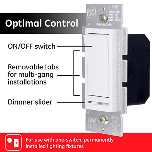 Ge Rocker Dimmer Switch Rocker On/Off Light Switch 2 Pack Dimmer Switches For Led Lights Single Pole Dimmer Light Switch Energy Saving Ul Listed White 55240 #TOP1