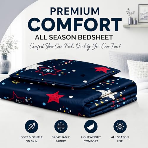 Image of DECORUM Glace Cotton Single Bedsheet with 1 Pillow Cover | Soft, Durable, Lightweight & Skin-Friendly Fabric| Suitable for Single /Diwan Bed Size