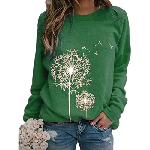 Eryue 2020 Euro and The United States Amazon Wish Autumn and Winter New Women's dan on Print Round ne Long-Sleeved Loose Casual Sweater Khaki M offers donot miss