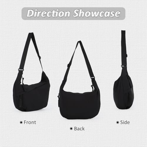 Image of Fecialy Crescent Hobo Crossbody Bag - Multi-Pocket Sling Moon Slouchy Dumpling Bag for Women & Men