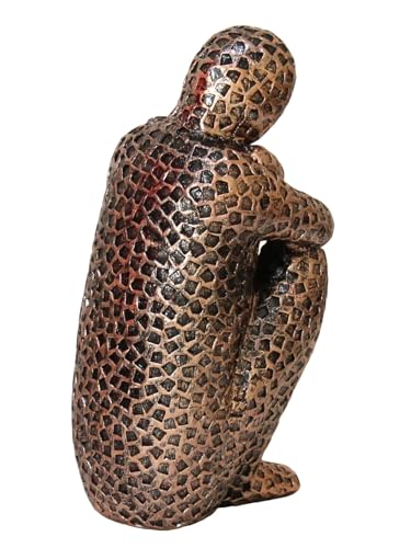 Image of TIED RIBBONS Decorative Abstract Thinker Men Statue Modern Art Showpiece Sculpture (Resin, Brown, 12.4 cm x 7.1 cm) Decoration Items for Home Decor Living Room Bedroom Bookshelf Table Office